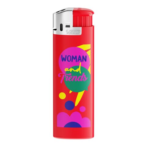 BIC® J38 Chrome Hood Briquet Rouge-Rouge-Rouge-gris clair | Sérigraphie 1 couleur | Corps-face avant | 20.00 mm x 50.00 mm