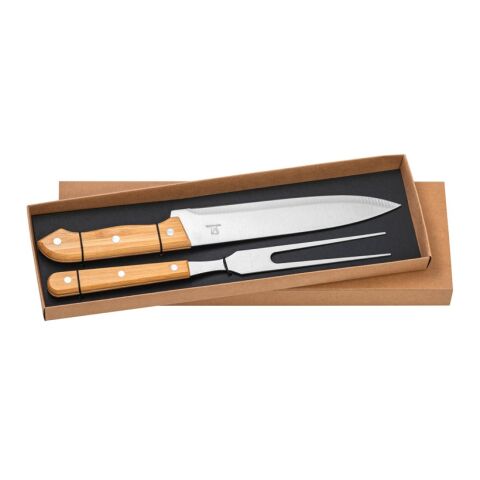 SALSA. Ensemble de 2 pièces pour barbecue en bambou et acier inoxydable Beige | sans marquage