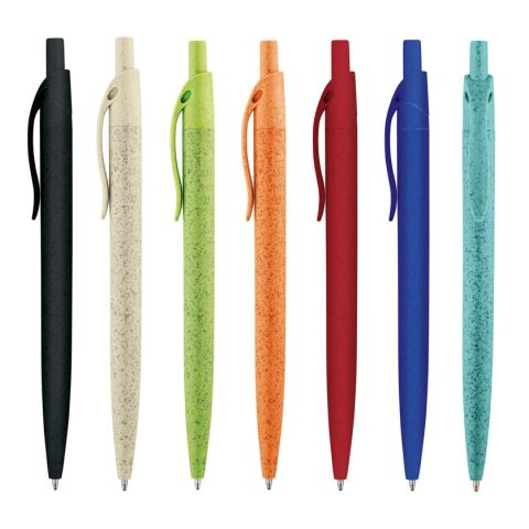 CAMILA. Stylo à bille en fibre de paille de blé et ABS avec clip Noir | sans marquage