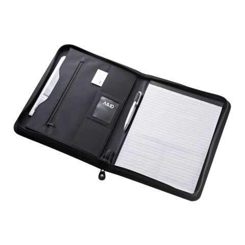 PASZO. Porte-documents A4 en PU et microfibre avec bloc de feuilles lignées noir | sans marquage | A4 | Ligné
