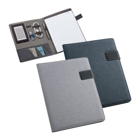 RIORDAN. Porte-documents A4 A4 en simili lin et PU. Feuilles lignées Bleu | sans marquage