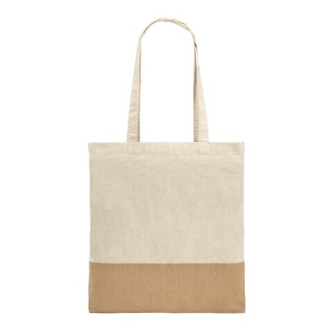MERCAT. Sac 100% coton (160 g/m²) avec détails en imitation jute Beige | sans marquage