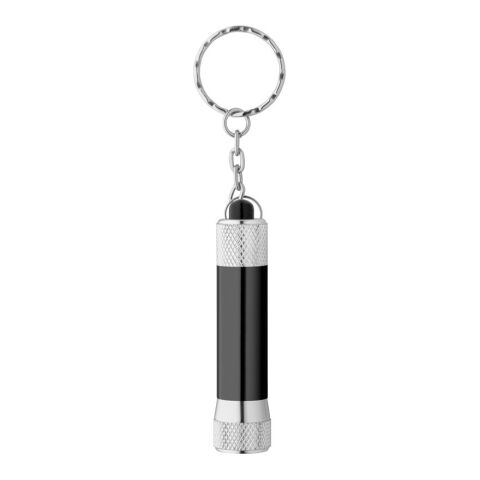 LERGAN. Porte-clés en aluminium avec lampe de poche 3 LED Noir | sans marquage