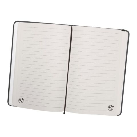 CAMPUS. Cahier A5 à couverture rigide en PU (35% recyclé) avec pages lignées 100% recyclé Noir | sans marquage