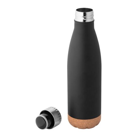 SOLBERG. Thermos 560mL en acier inox avec base en liège Noir | sans marquage