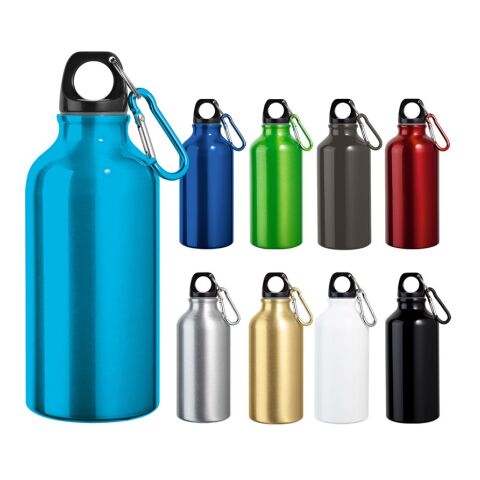 LANDSCAPE S. Bouteille de sport 400mL en aluminium avec mousqueton Noir | sans marquage