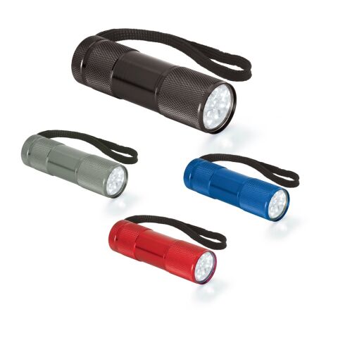 FLASHY. Lampe de poche en aluminium avec 9 LED Noir | sans marquage