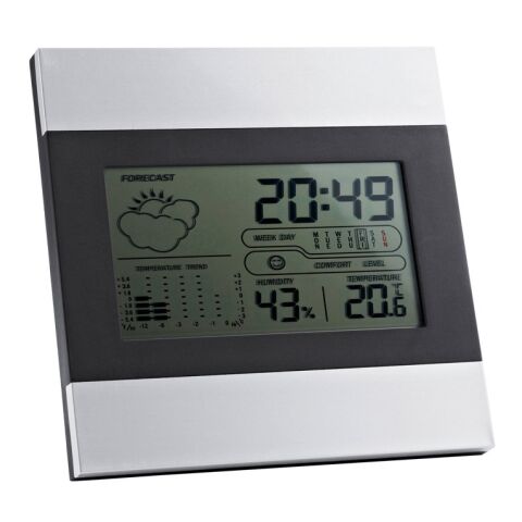 DENE. Station météo de bureau avec écran LCD en aluminium et ABS Argenté | sans marquage