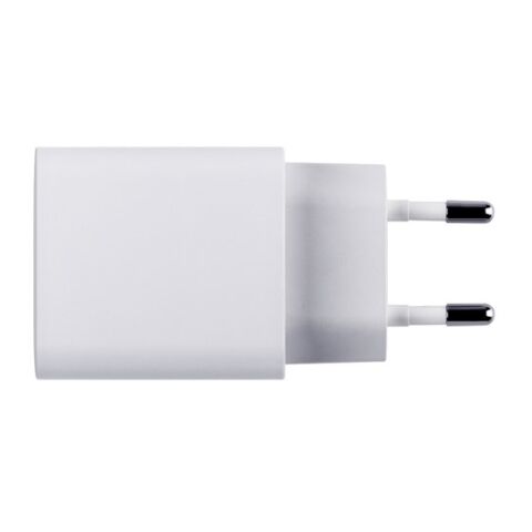 WEGENER. Adaptateur secteur avec port USB-A 18W et USB-C 20W en ABS recyclé (100 % rABS) Blanc | sans marquage