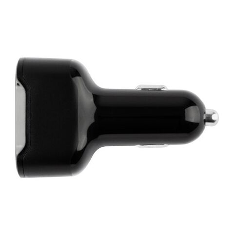 DIRAC. Adaptateur allume-cigare avec port USB-A 18W et USB-C 20W en 100% rABS Noir | sans marquage