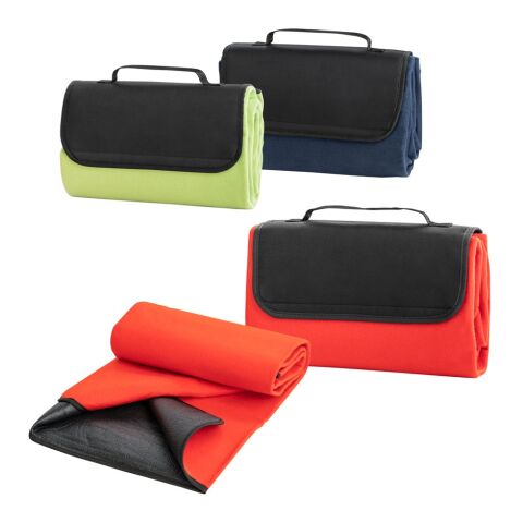 RILEY. Couverture pique-nique en polaire (180 g/m²) avec visière Noir | sans marquage