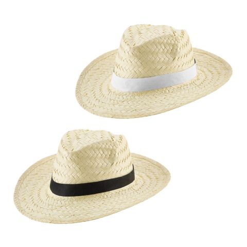 EDWARD POLI. Chapeau de paille naturelle avec bande en polyester Noir | sans marquage