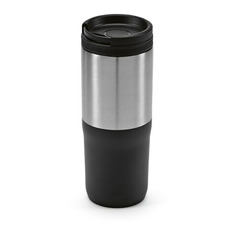 Mug de voyage Orange Acier inoxydable recyclé 600 ml Noir | sans marquage