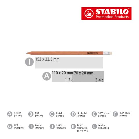 STABILO crayon graphite en bois naturel avec bout gomme non disponible | sans marquage