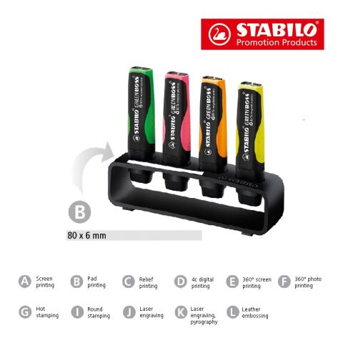 STABILO GREEN BOSS Set de bureau de 4 surligneurs blanc | sans marquage