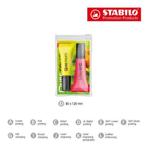 STABILO NEON surligneur Etui zippé de 2 tampographie