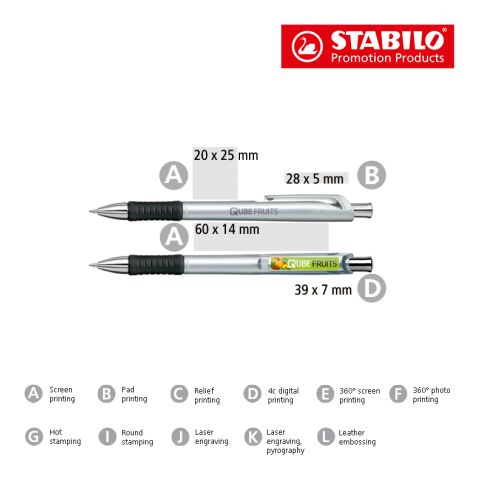 STABILO concept spotlight stylo à bille argent | non disponible | non disponible | sans marquage | non disponible | non disponible