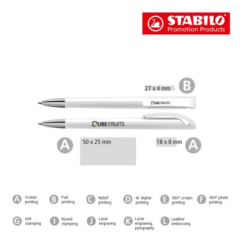 STABILO prime antibac stylo à bille blanc | non disponible | sans marquage