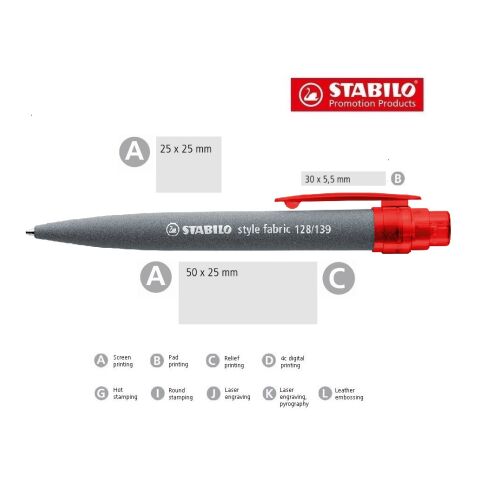 STABILO style fabric stylo à bille gris/blanc | non disponible | sans marquage