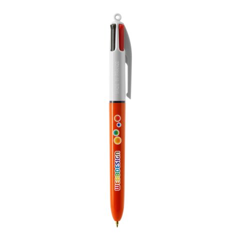 BIC® 4 Couleurs Fine bille Blanc-orange | Sérigraphie 1 couleur | Partie haute-Derrière le Clip | 22.00 mm x 10.00 mm