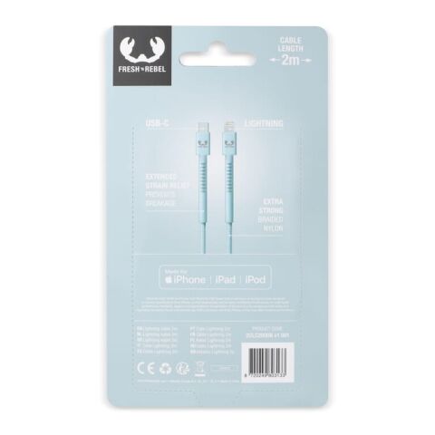 2ULC200 | Câble Fresh 'n Rebel USB-C vers Apple Lightning 2.0m Bleu pastel | sans marquage