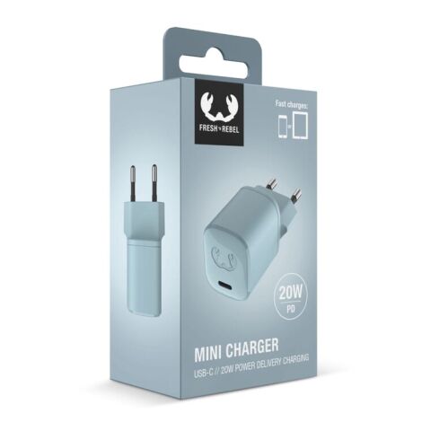2WC20 I Fresh &amp; Rebel USB-C Mini Charger USB-C PD // 20W Bleu pastel | sans marquage | non disponible | non disponible