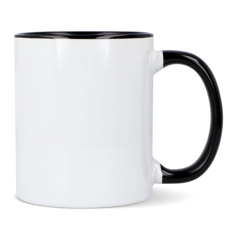 Mug subli Oslo coloré à l'intérieur &amp; anse 300ml Blanc-Noir | sans marquage | non disponible | non disponible | non disponible
