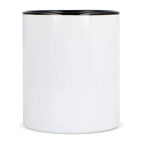 Mug subli Oslo coloré à l'intérieur &amp; anse 300ml Blanc-Noir | sans marquage | non disponible | non disponible | non disponible