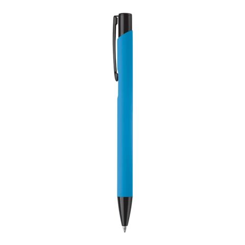 Stylo Alicante toucher doux Bleu clair-Noir | Gravure | dans le prolongement du clip | 50 mm x 8 mm | non disponible