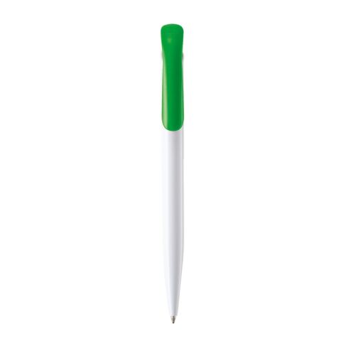 Stylo bille Atlas aux couleurs opaque Blanc-Vert | Sérigraphie 1 couleur | à 180 degrés du clip | 50 mm x 25 mm | non disponible