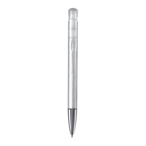 Stylo bille Atlas transparent et pointe métal Blanc-Blanc | Tampographie 1 couleur | sur le clip | 30 mm x 8 mm | non disponible