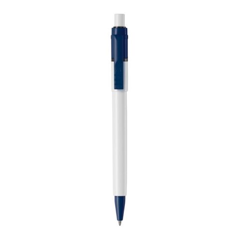 Stylo Baron Colour opaque Blanc-Bleu foncé | Sérigraphie 1 couleur | à 180 degrés du clip | 45 mm x 25 mm | non disponible