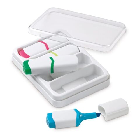 Set de surligneurs de 4 pces 75 mm Blanc | Tampographie 1 couleur | marqueur de texte vert sur le bouchon | 15 mm x 10 mm | non disponible