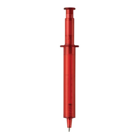 Stylo seringue transparent Rouge / blanc-Rouge / blanc | Tampographie 1 couleur | 1ere face | 45 mm x 8 mm | non disponible