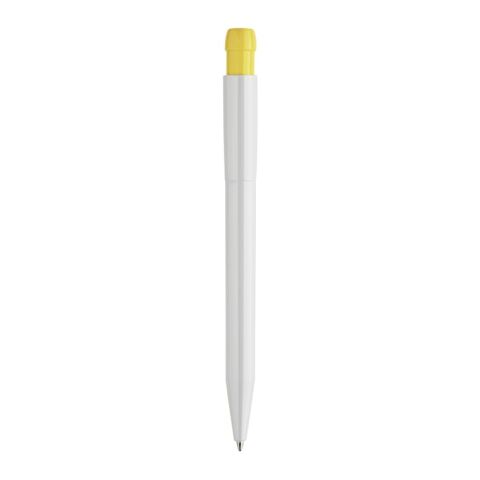 Stylo Pier opaque Blanc-Jaune | Sérigraphie 1 couleur | à 90 degrés du clip | 45 mm x 25 mm | non disponible