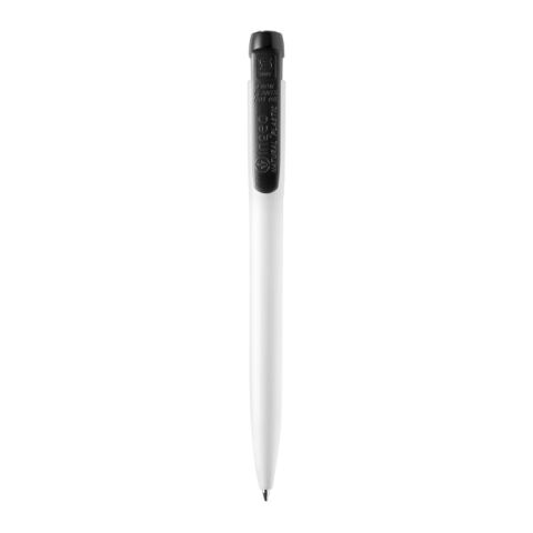 Stylo Ingeo TM Pen opaque Blanc-Noir | Sérigraphie 1 couleur | dans le prolongement du clip | 45 mm x 25 mm | non disponible
