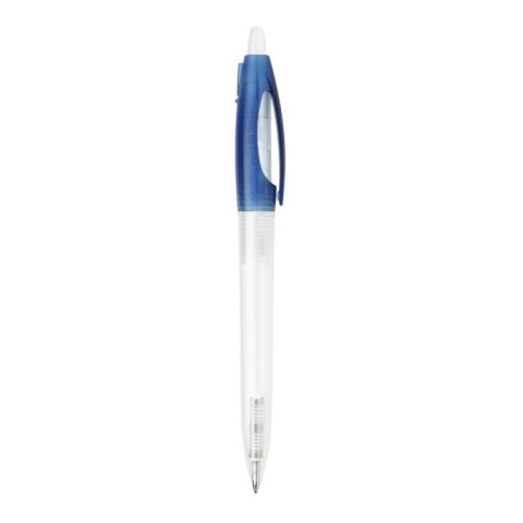 Stylo Bio-S! Clear transparent Bleu / Blanc | Sérigraphie 1 couleur | à 270 degrés du clip | 40 mm x 25 mm | non disponible