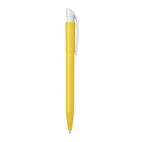 Stylo S45 Bio opaque Jaune-Blanc | Sérigraphie 1 couleur | à 180 degrés du clip | 45 mm x 25 mm | non disponible
