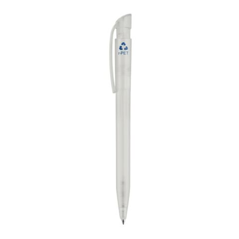 Stylo S45 R-PET transparent Blanc-Blanc | Sérigraphie 1 couleur | à 180 degrés du clip | 45 mm x 25 mm | non disponible