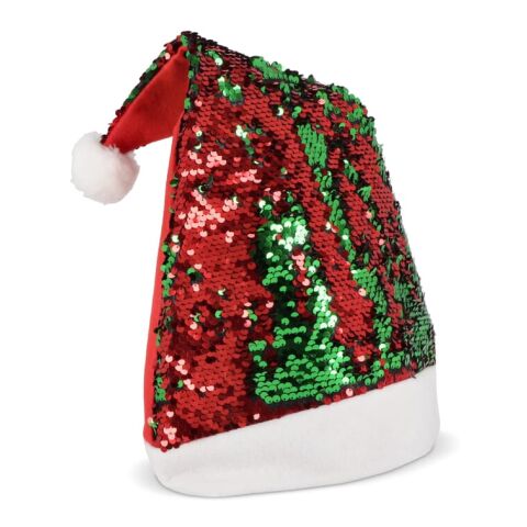 Bonnet de Noël à paillettes bicolores Rouge / blanc-Vert | sans marquage | non disponible | non disponible