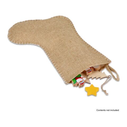 Bas de Noël en jute avec coutures décoratives 45cm Nature | sans marquage | non disponible | non disponible