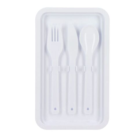 Boîte à lunch double étage avec couverts Blanc