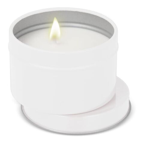 Bougie parfumée à base de plantes Kirtan dans une grande boîte en métal recyclé Blanc | sans marquage | non disponible | non disponible