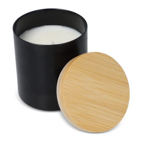 Bougie végétale parfumée Bhakti dans un pot en aluminium recyclé Noir | Impression Numérique | top | Ø 65 mm