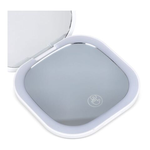Miroir compact à LED 350 mAh Blanc | Tampographie 1 couleur | top | 50 mm x 50 mm