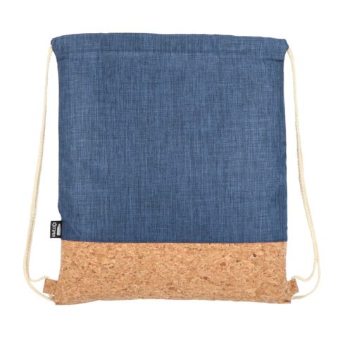 Sac à cordon R-PET &amp; liège 35 x 40cm Bleu foncé