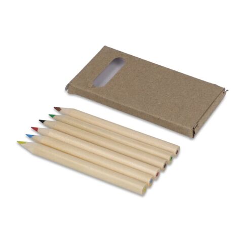 6 crayons de couleur dans une boîte kraft Nature | sans marquage | non disponible | non disponible