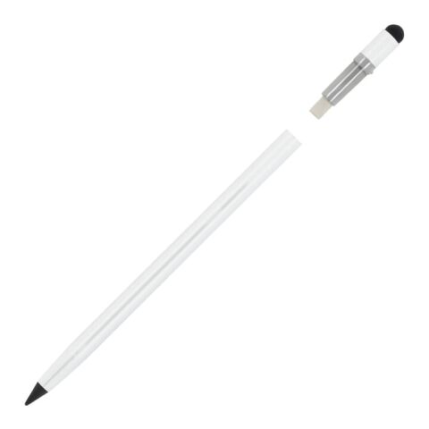 Crayon en aluminium longue durée avec gomme Blanc | Impression Numérique | sur le corps | 95 mm x 5 mm | non disponible