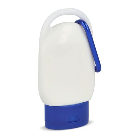 Lotion solaire avec mousqueton SPF30 en matériau recyclé Bleu / Blanc | sans marquage | non disponible | non disponible