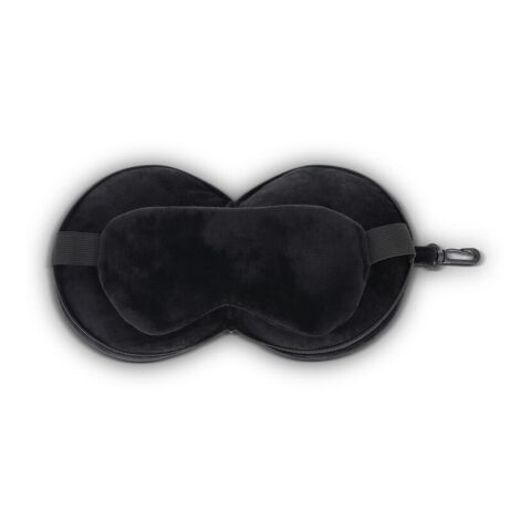 Oreiller masque de voyage avec housse à fermeture éclair Noir